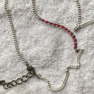 BCBGeneration White Chain and Pink Jewel Necklace